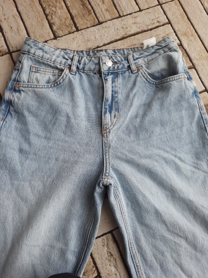 Kadın Mavi Bol Kesim Midi Denim Pantolon - Görsel 3