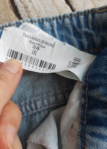 Kadın Geniş Kesim Mavi Denim Pantolon - Görsel 3