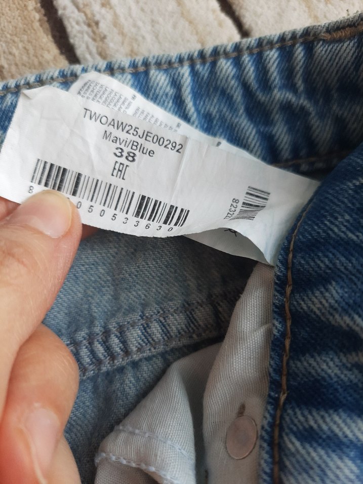 Kadın Geniş Kesim Mavi Denim Pantolon - Görsel 3