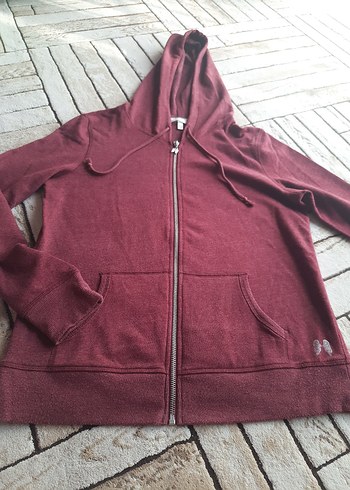s Beden bordo Renk Bordo Parlak Kanat Baskılı Victoria Secret Sweatshirt