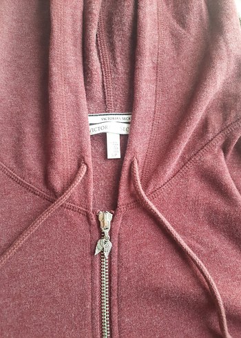 s Beden Bordo Parlak Kanat Baskılı Victoria Secret Sweatshirt