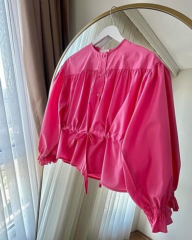 Belden Büzgülü Gömlek | Pembe 1 beden