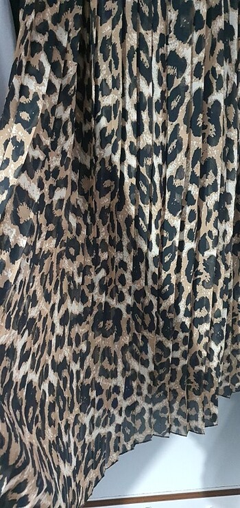 Leopar pileli astarlı tül etek - Görsel 5