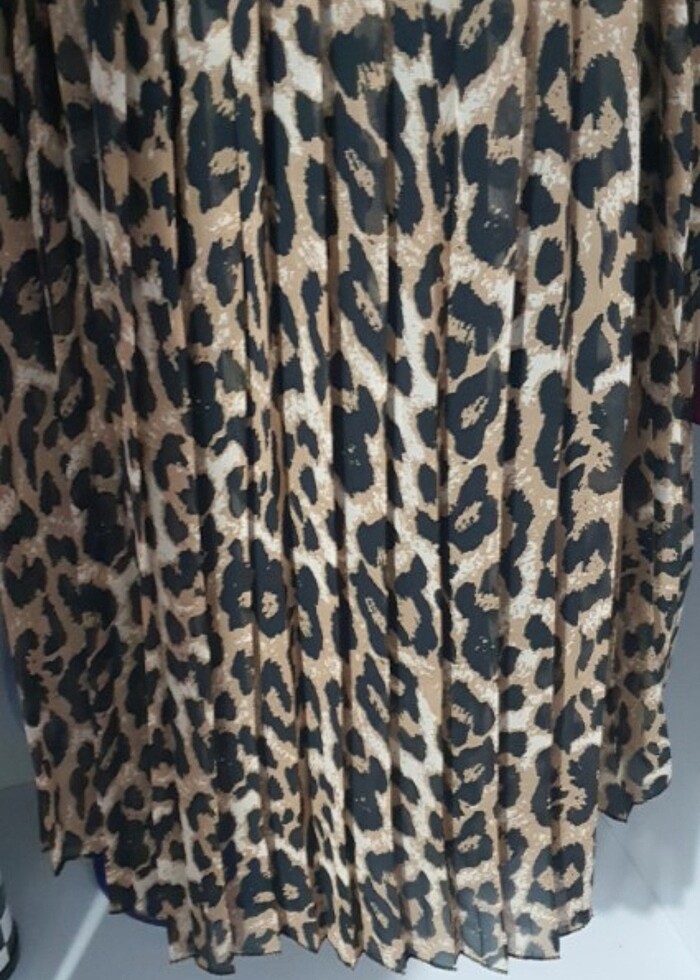 Leopar pileli astarlı tül etek - Görsel 3