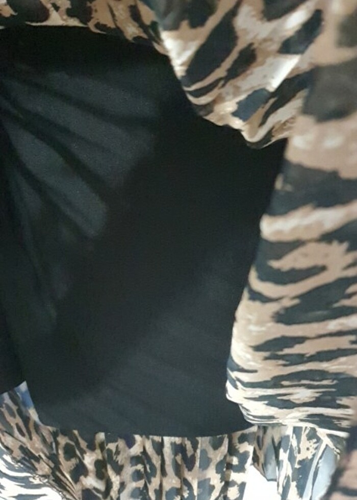 Leopar pileli astarlı tül etek - Görsel 4