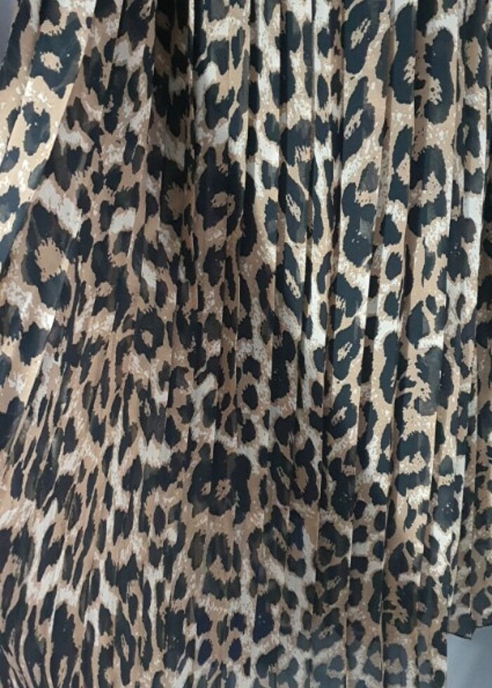 Leopar pileli astarlı tül etek - Görsel 5