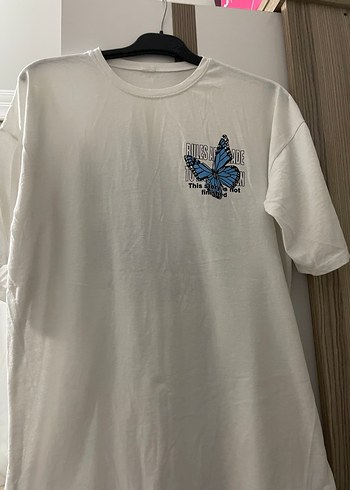 Mavi Baskılı Kelebekli Kız Tişörtü - Görsel 2