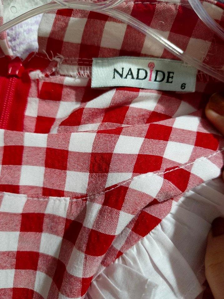 Kırmızı kareli mini elbise - Görsel 4