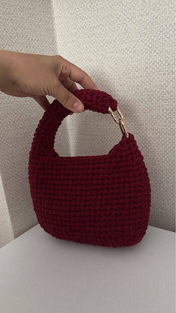  Beden bordo Renk Örgü çanta