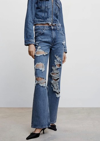 Mango Yirtik Jean Yuksek Bel