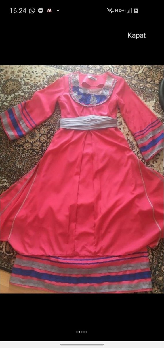 Pembe Uzun Bohem Etnik Elbise - Görsel 3