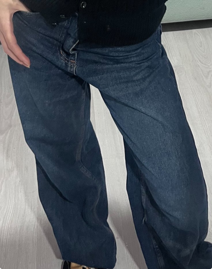 Kadın Lacivert Bol Kesim Kot Pantolon - Görsel 2