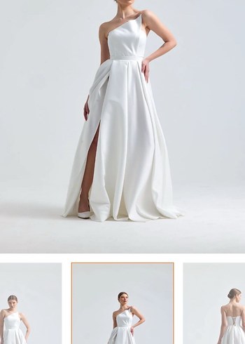 Beyaz Modern Klasik Straplez Gelinlik - Görsel 2