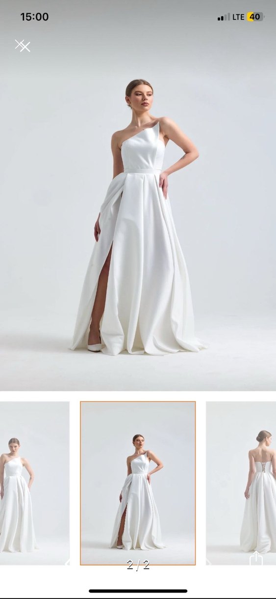 Beyaz Modern Klasik Straplez Gelinlik - Görsel 2