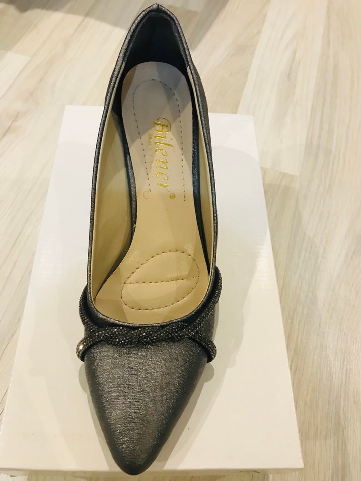 Gri Yılan Desenli Stiletto - Görsel 2