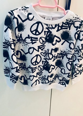 Disney Beyaz Baskılı Uzun Kollu Sweatshirt Unisx - Görsel 3