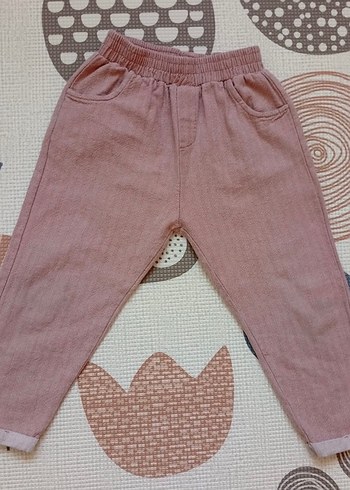 Cigit Kız Çocuk Bej Keten Rahat Kesim Pantolon