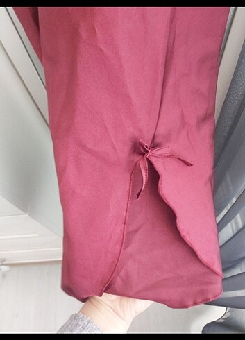 xl Beden bordo Renk Saten gecelik elbise