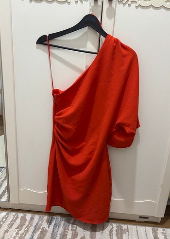 Nar çiçeği Tek Omuz Mini Elbise - Görsel 7