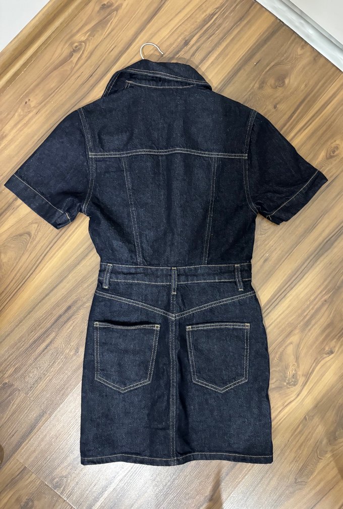 Kadın Lacivert Kısa Denim Tulum - Görsel 2