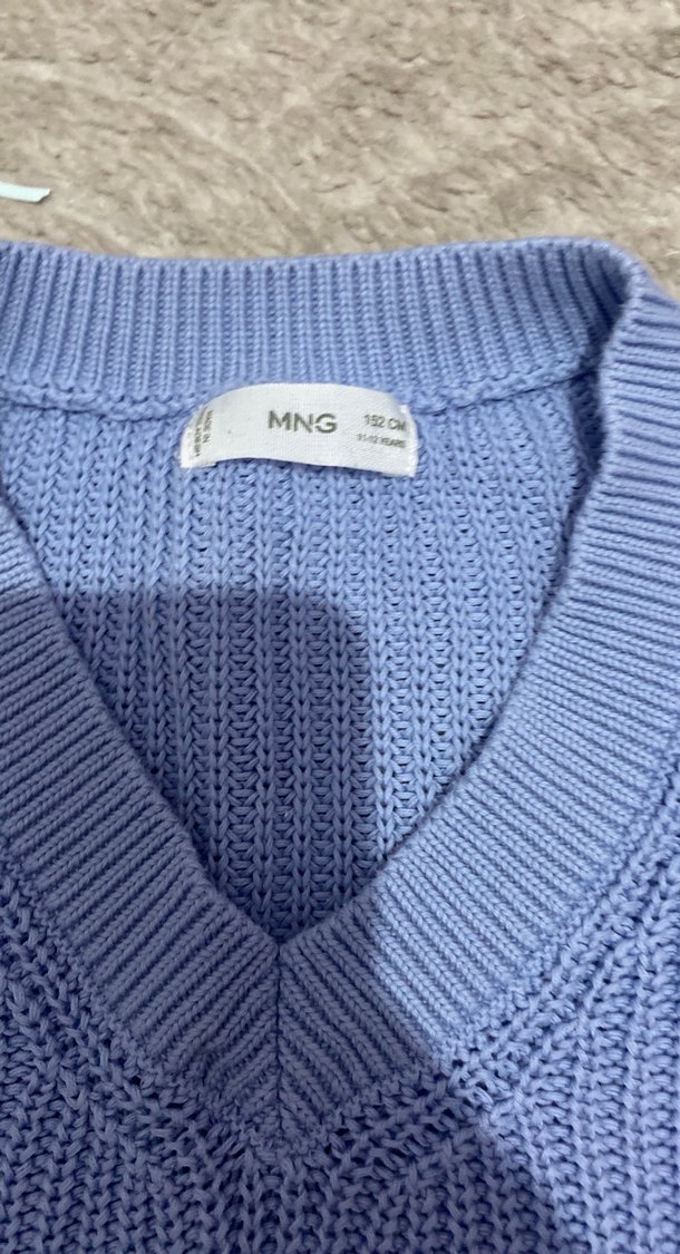 Mango Mavi V Yakalı Örgü çocuk Süveter - Görsel 2