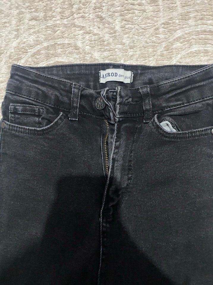 Siyah Gri Kadın Normal Kesim Kot Pantolon - Görsel 2