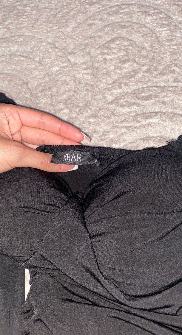 Uzun Kollu Siyah Gotik Drapeli Elbise - Görsel 2