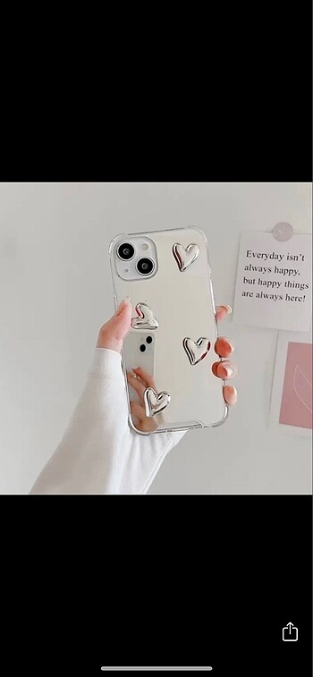 İphone 12 Gümüş Kalpli Telefon Kılıfı