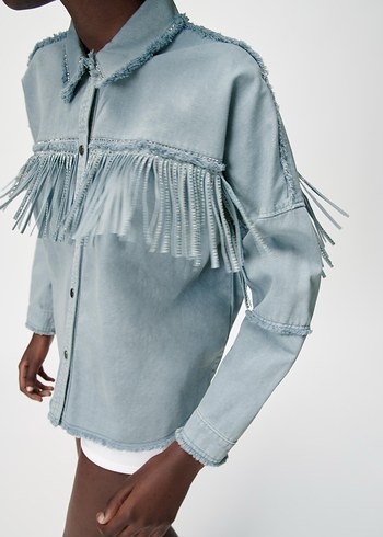 Zara Püsküllü Denim Gömlek - Görsel 5