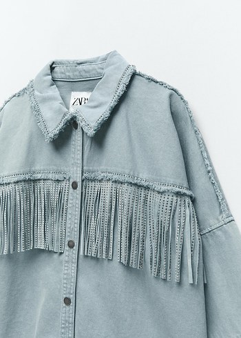 Zara Püsküllü Denim Gömlek - Görsel 7