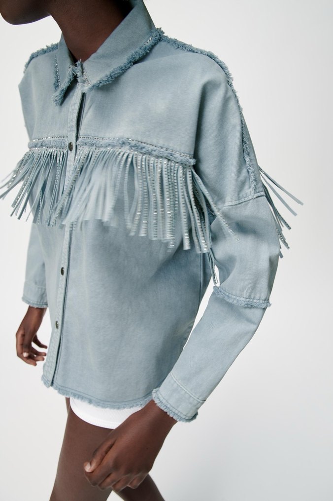 Zara Püsküllü Denim Gömlek - Görsel 5