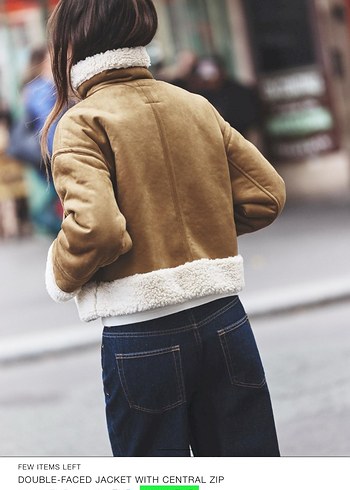 Kürk Detaylı Kahverengi Süet Kadın Ceket - Görsel 7