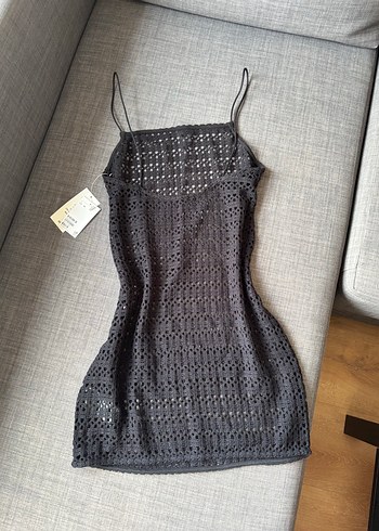 xs Beden siyah Renk H&M Örgü Plaj Elbisesi