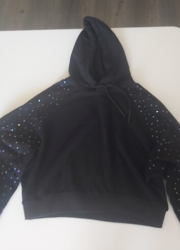 Siyah Sweatshirt M 38 beden renkli taşlı