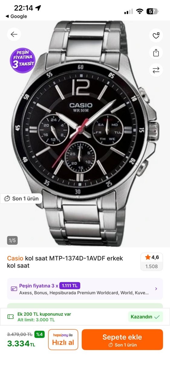 Gri Casio İş Saat - Görsel 4