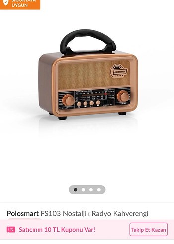 Polosmart FS103 Nostaljik Kahverengi Radyo - Görsel 5