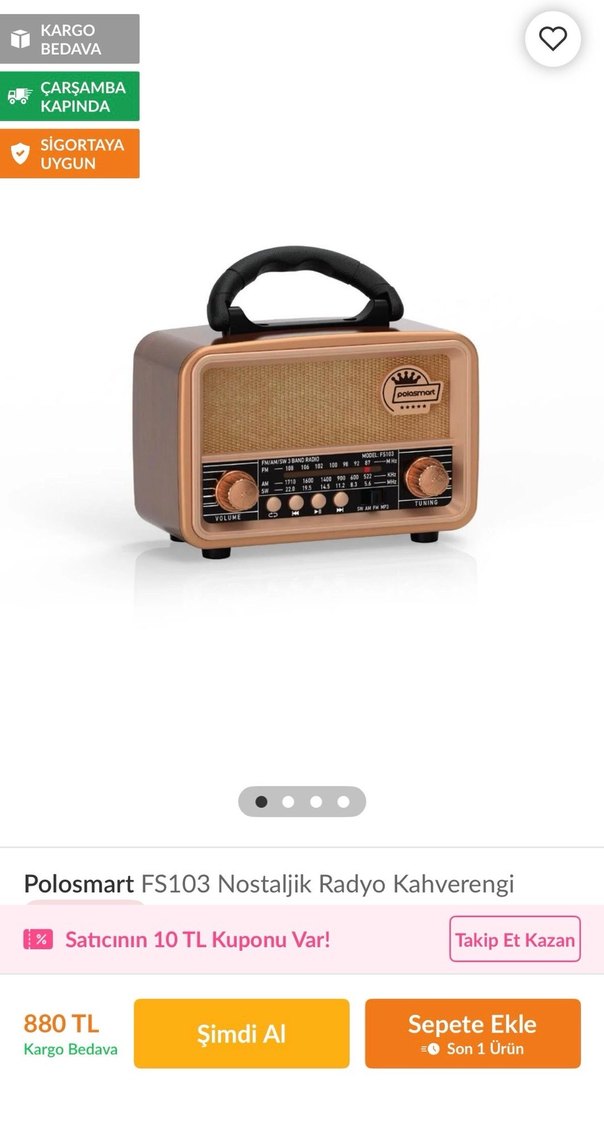 Polosmart FS103 Nostaljik Kahverengi Radyo - Görsel 5