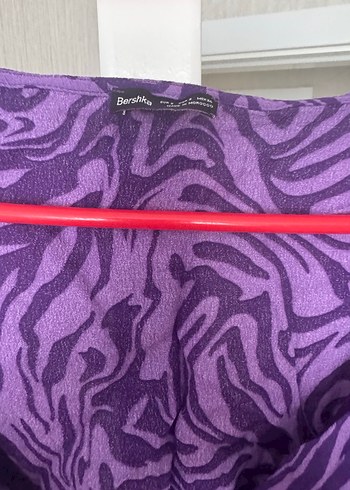 Mor V Yakalı Drapeli Uzun Kollu Bluz - Görsel 2