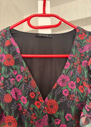 Çiçek Desenli Uzun Kollu Elbise - Görsel 2