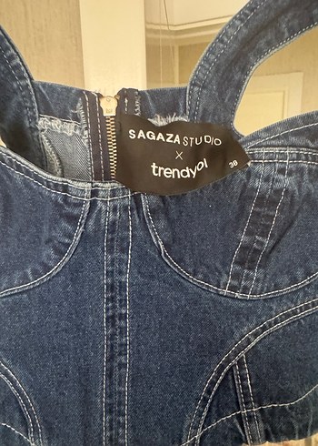 Kadın Mavi Denim Bustiyer - Görsel 3