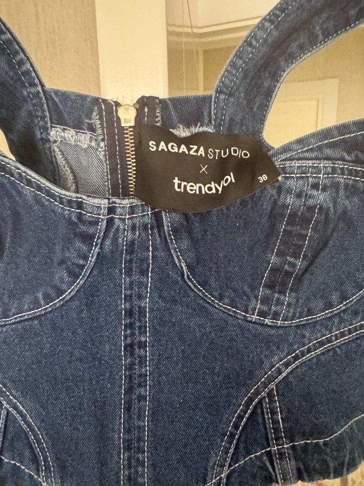 Kadın Mavi Denim Bustiyer - Görsel 3