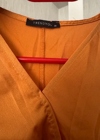 Bej V Yakalı Uzun Salaş Elbise - Görsel 3