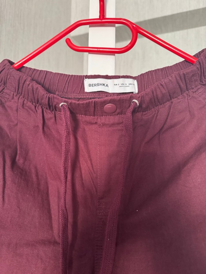 Bordo Kemerli kargo
 Kesim Kadın Keten Pantolon - Görsel 3