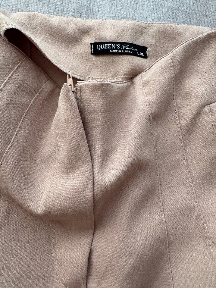 Bej Midi Kadın Kumaş Pantolon - Görsel 3