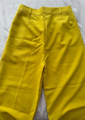 Sarı Pilili Kadın Kumaş Pantolon - Görsel 4