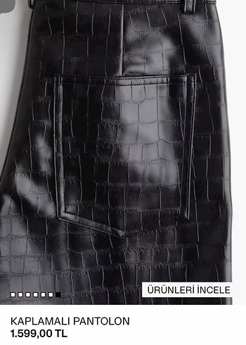 H&m Deri Siyah Yılan Desenli Kemerli Pantolon - Görsel 2