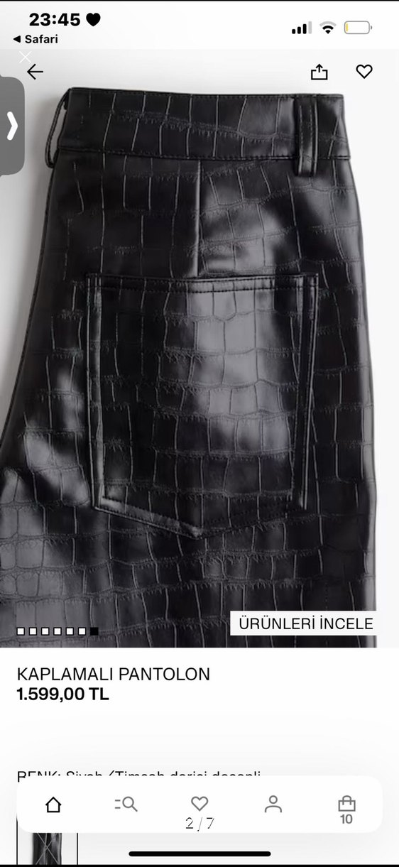 H&m Deri Siyah Yılan Desenli Kemerli Pantolon - Görsel 2