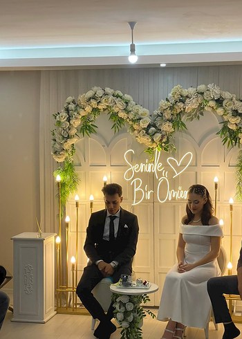 m Beden beyaz Renk Beyaz Midi madonna yaka Minimalist Nişan söz nikah elbisesi