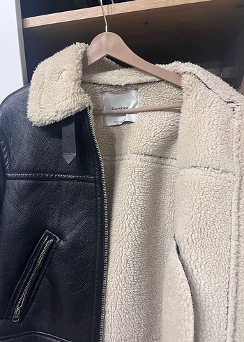 Kürklü Siyah Deri Kadın Ceket - Görsel 3
