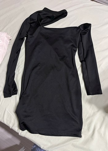 Kürklü Siyah Yaka Detaylı Kadın Triko Elbise - Görsel 2